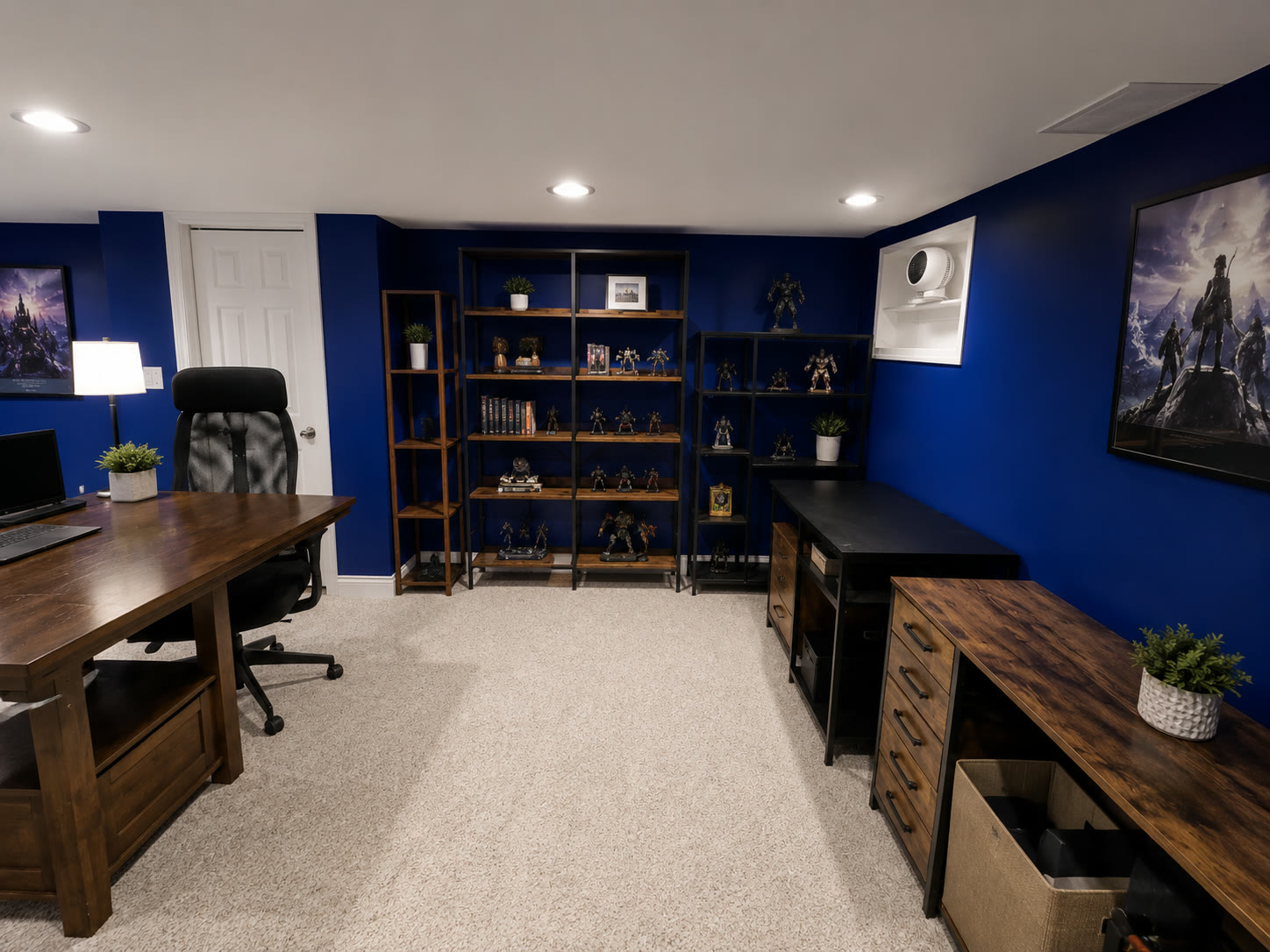 Finished basement home office and media room by MeyMax Construction LLC